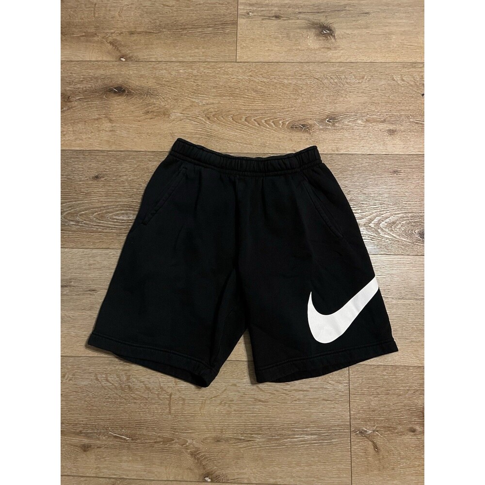 Nike Mens Black Athletic Pull On Fleece Cotton Short Size Small w/ Drawstring